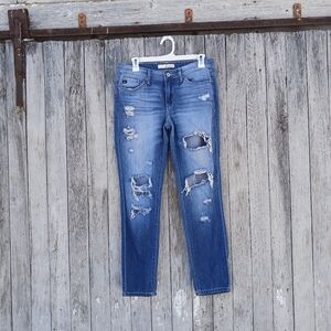 Kancan Jeans Womens Size 3/25 Blue Denim Boyfriend Distressed Light Wash